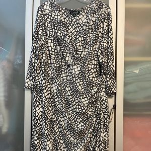 Ralph Lauren sz 18W surplice dress in gray/white